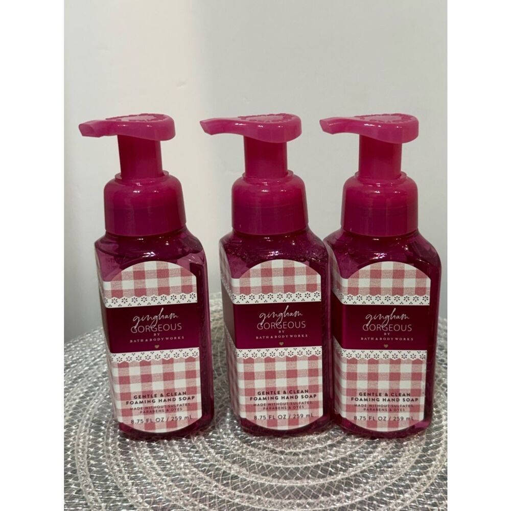 BBW Gingham Gorgeous Foaming Hand Soap Set of 3 NWT
